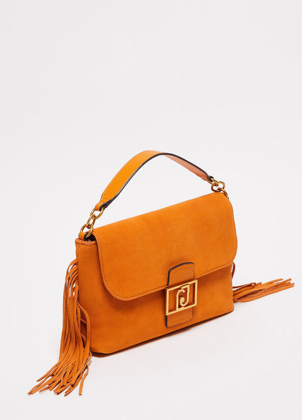 Women's Liu Jo Suede With Fringes Handbag Orange | SQG-068475