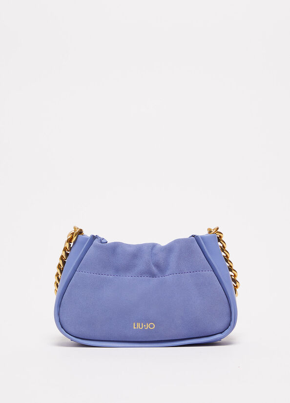 Women's Liu Jo Suede With Logo Clutch Bag Purple | HSJ-869027