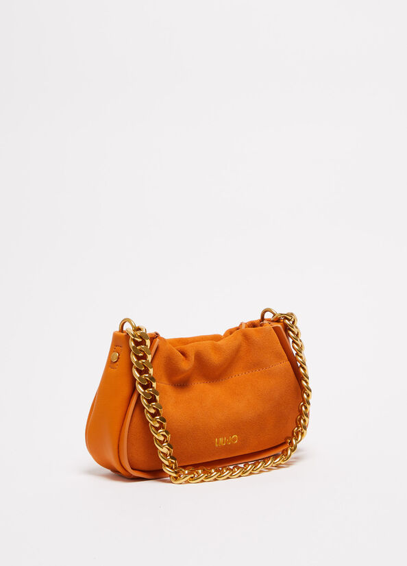 Women's Liu Jo Suede With Logo Clutch Bag Orange | OBP-345689