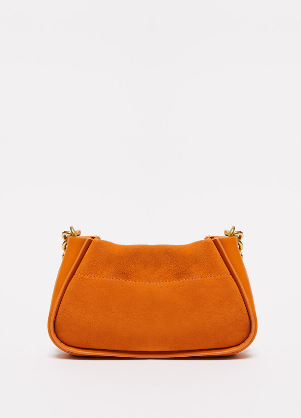 Women's Liu Jo Suede With Logo Clutch Bag Orange | OBP-345689