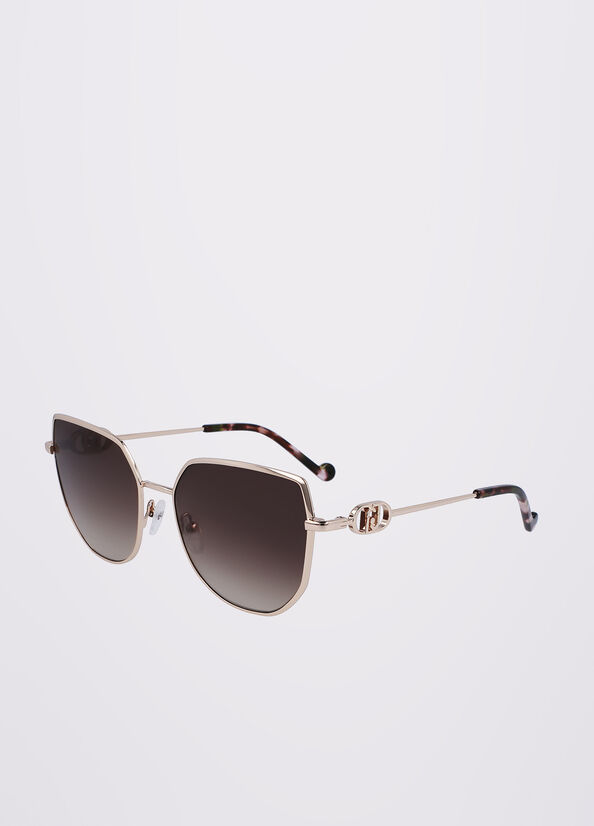 Women's Liu Jo Tea Cup Sunglasses Gold | VNH-587210