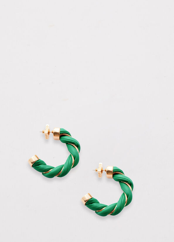 Women\'s Liu Jo Torchon Effect Hoop Earrings Jewelry Green | MDS-541870