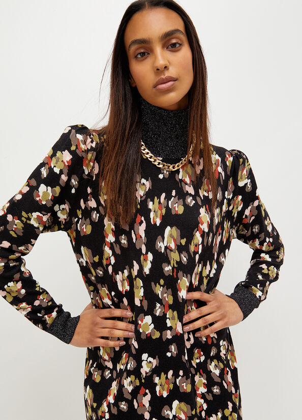 Women's Liu Jo Turtleneck With Camouflage Print Dress Black | NKU-256197