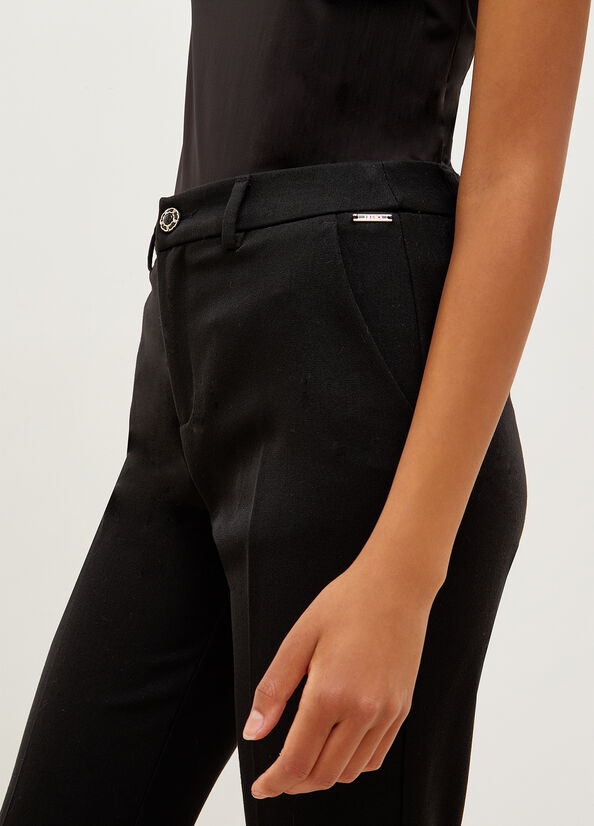 Women's Liu Jo Twill Chinos Pants Black | FYR-789546