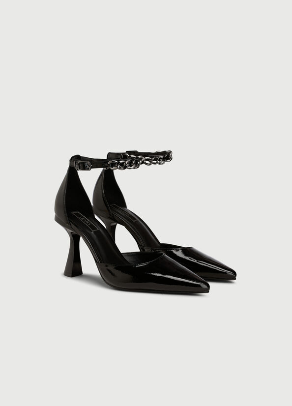 Women's Liu Jo Two-Piece Patent Leather High Heels Black | SLK-857342