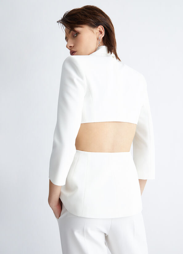 Women's Liu Jo White Blazer With Cut-Out Jackets White | ZNX-586947