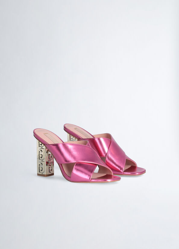 Women's Liu Jo With Branded Heel Sandals Fuchsia | CVN-619430