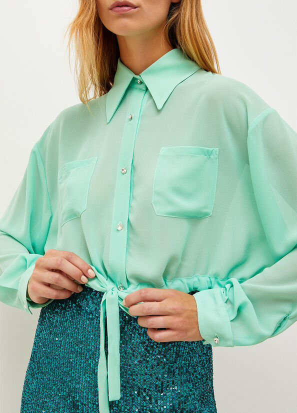 Women's Liu Jo With Drawstring Shirts Mint | KRV-126840