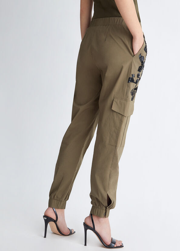 Women's Liu Jo With Embroidery And Sequins Pants Olive | MPF-392156