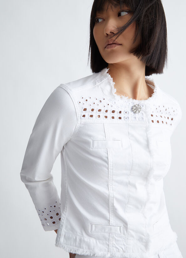 Women's Liu Jo With Embroidery Jackets White | VMB-269743