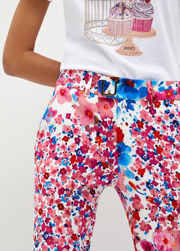 Women's Liu Jo With Floral Print Pants Pink | REF-607284