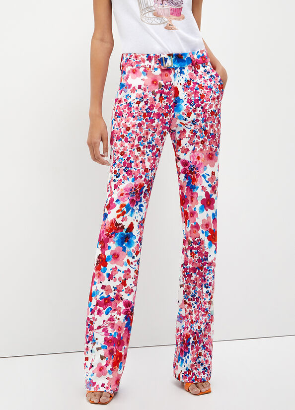 Women\'s Liu Jo With Floral Print Pants Pink | REF-607284