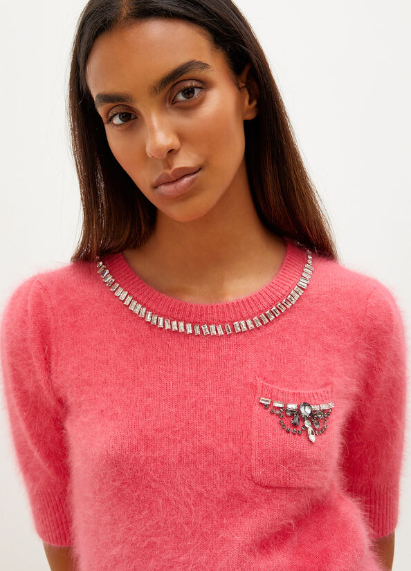 Women's Liu Jo With Gemstones Sweaters Fuchsia | QAR-437082