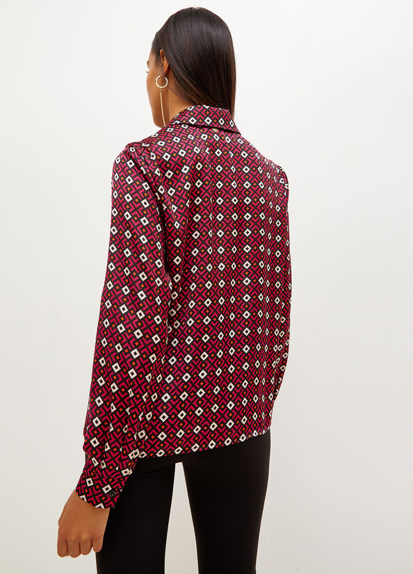 Women's Liu Jo With Geometric Print Shirts Red | OTH-189754