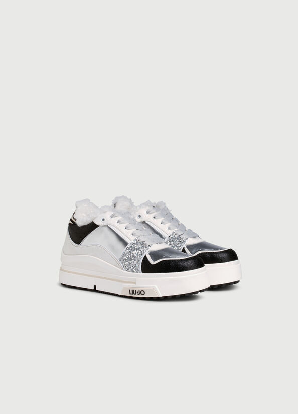 Women's Liu Jo With Glitter Sneakers Black / Silver | TZU-610542