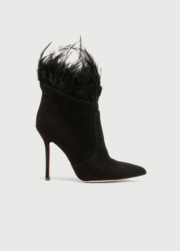 Women's Liu Jo With Heel And Feathers Ankle Boots Black | AFZ-937084