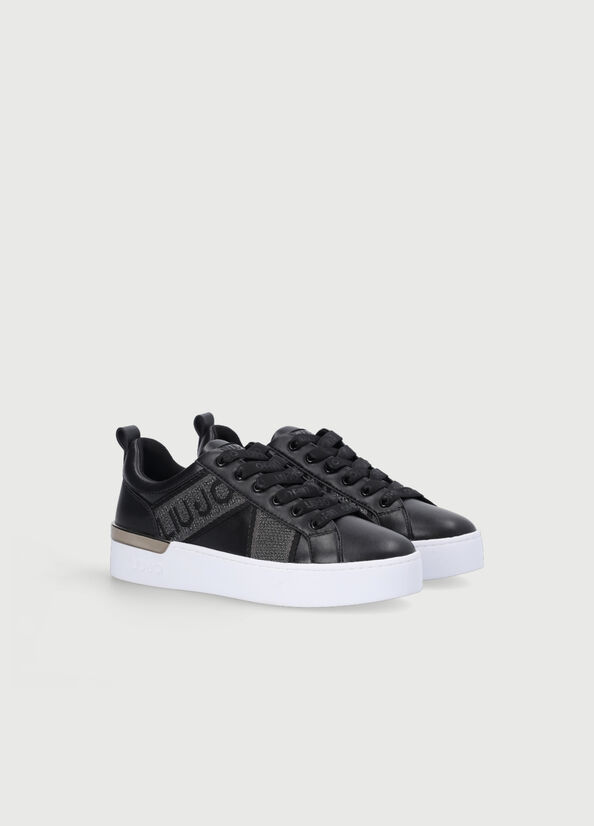 Women's Liu Jo With Jacquard Detail Sneakers Black | FLP-765408