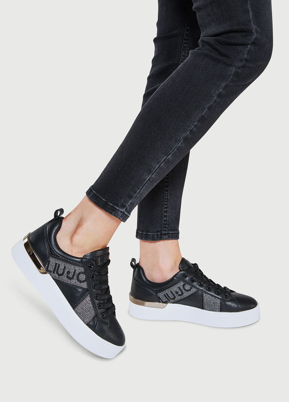 Women\'s Liu Jo With Jacquard Detail Sneakers Black | FLP-765408