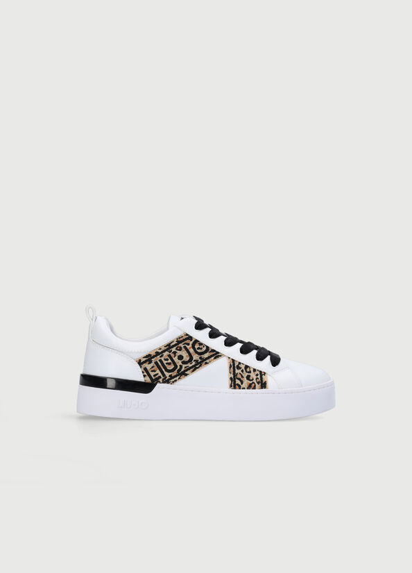 Women's Liu Jo With Jacquard Detail Sneakers White / Black | OME-501469