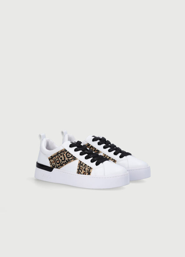 Women's Liu Jo With Jacquard Detail Sneakers White / Black | OME-501469