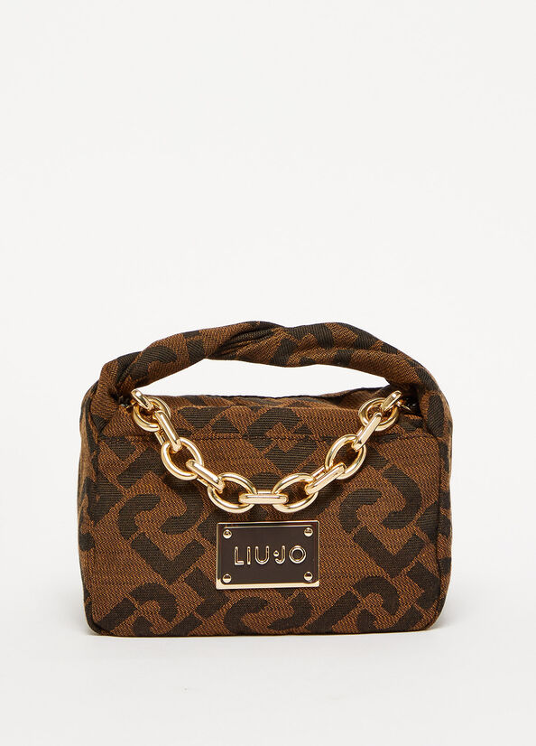 Women's Liu Jo With Jacquard Logo Handbag Chocolate | SOD-834967