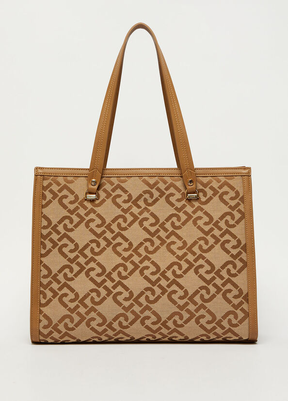 Women's Liu Jo With Jacquard Logo Shopper Bag Brown | PHJ-713624