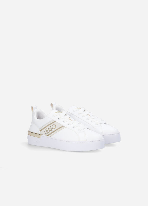 Women's Liu Jo With Jacquard Logo Sneakers White | FKE-349152