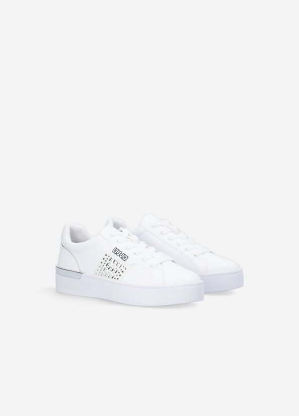 Women's Liu Jo With Jewel Appliqués Sneakers White | RMW-672413