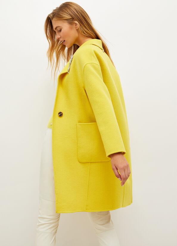 Women's Liu Jo With Jewel Brooch Coats Yellow | ILZ-954187