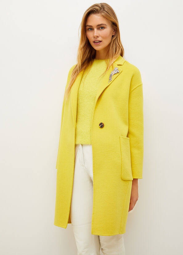 Women\'s Liu Jo With Jewel Brooch Coats Yellow | ILZ-954187