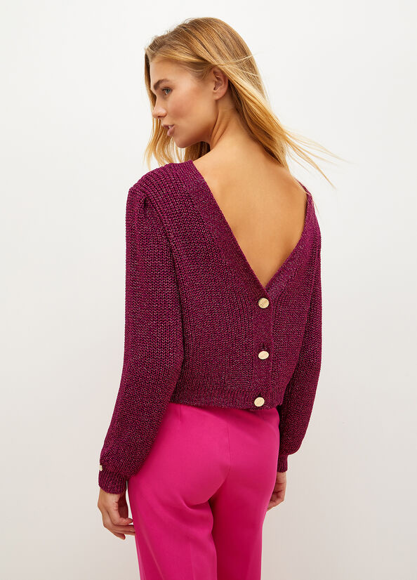 Women's Liu Jo With Jewel Buttons Sweaters Fuchsia | PDH-239015