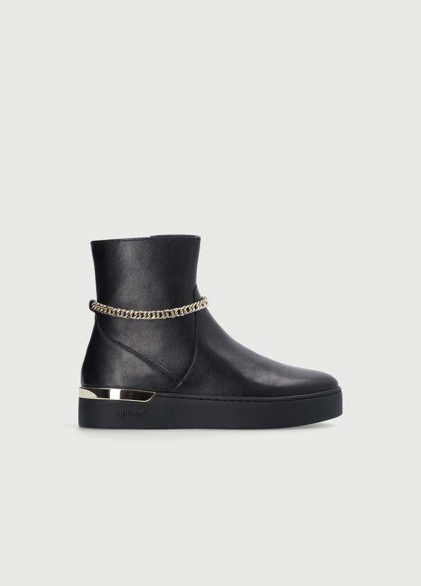 Women's Liu Jo With Jewel Chain Ankle Boots Black | NOK-839407