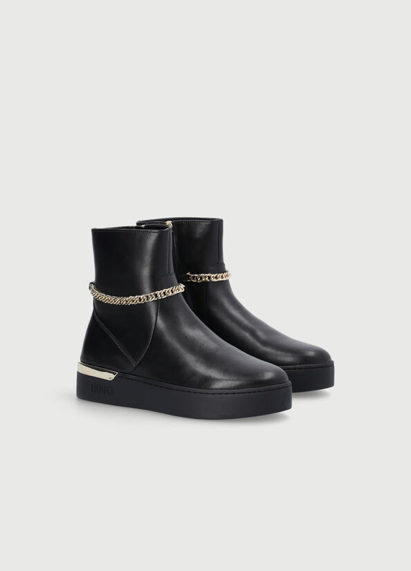 Women's Liu Jo With Jewel Chain Ankle Boots Black | NOK-839407