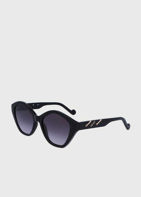 Women's Liu Jo With Jewel Chains Sunglasses Black | GCX-159360