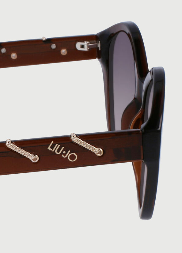 Women's Liu Jo With Jewel Chains Sunglasses Brown | KQL-970381