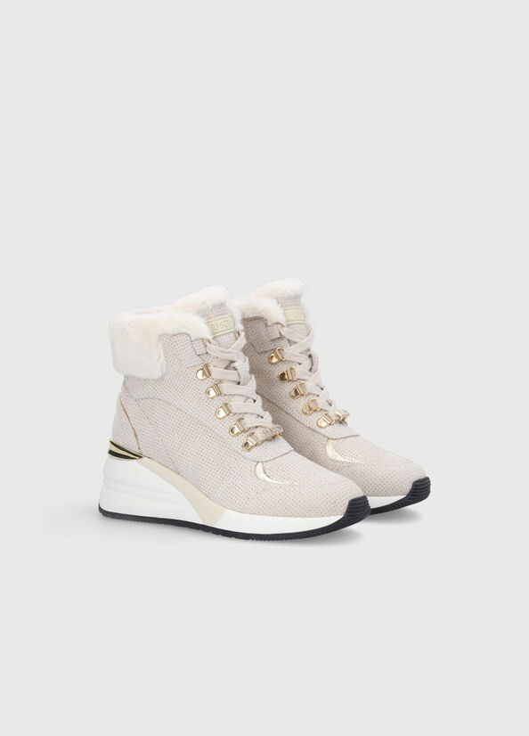 Women's Liu Jo With Jewel Logo Sneakers Beige | VJH-809263