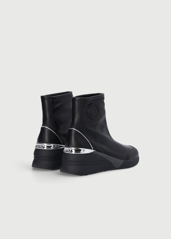 Women's Liu Jo With Logo Ankle Boots Black | GZR-812673