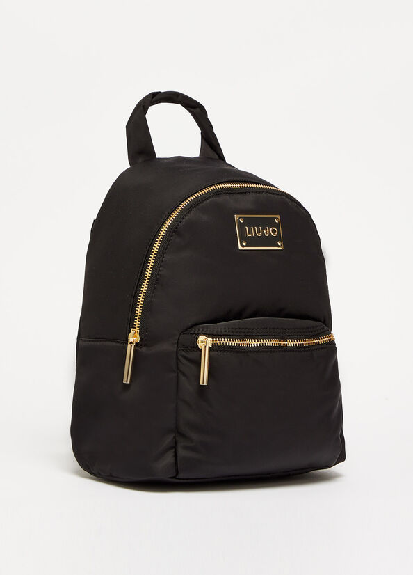 Women's Liu Jo With Logo Backpacks Black | BKA-347819