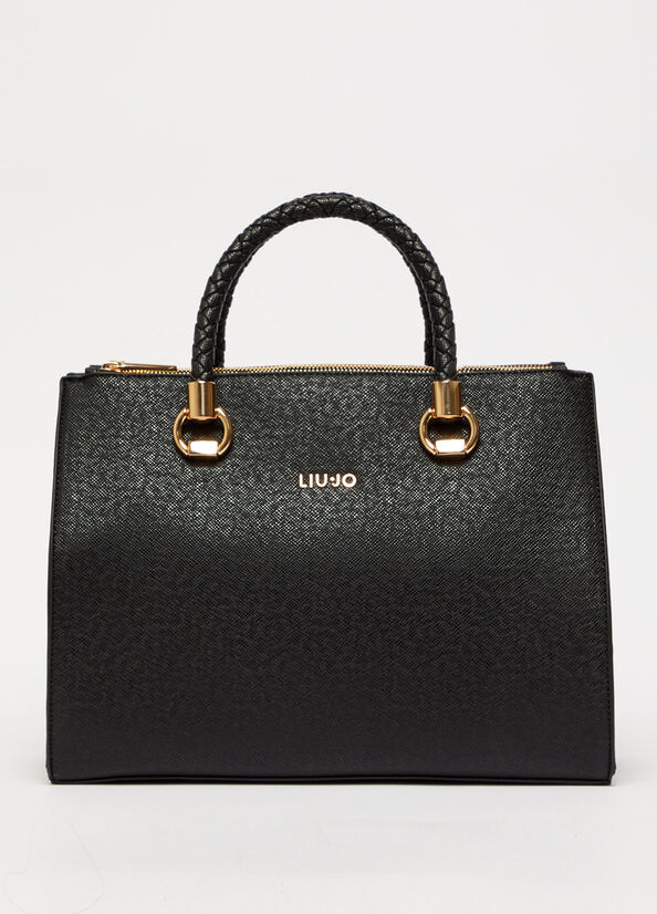 Women's Liu Jo With Logo Handbag Black | WSN-617340