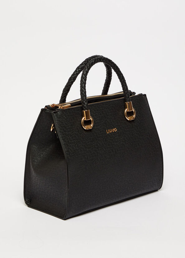 Women's Liu Jo With Logo Handbag Black | WSN-617340