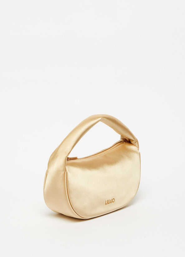 Women's Liu Jo With Logo Handbag Light Gold | FOZ-130289