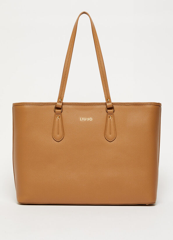 Women's Liu Jo With Logo Shopper Bag Brown | KLP-376095