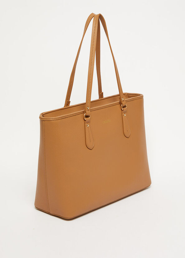 Women's Liu Jo With Logo Shopper Bag Brown | KLP-376095