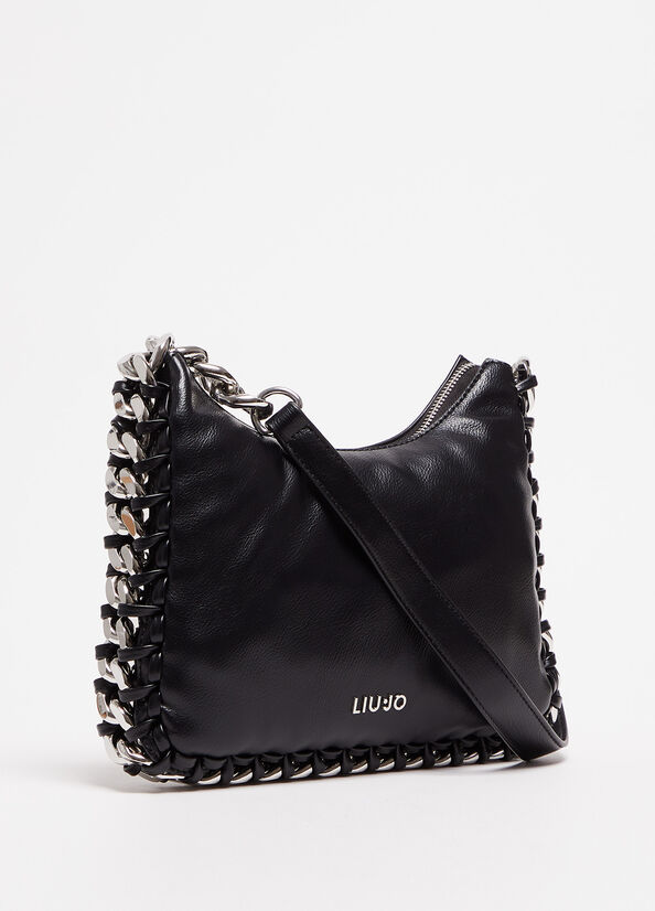 Women's Liu Jo With Logo Shoulder Bags Black | QRX-085742