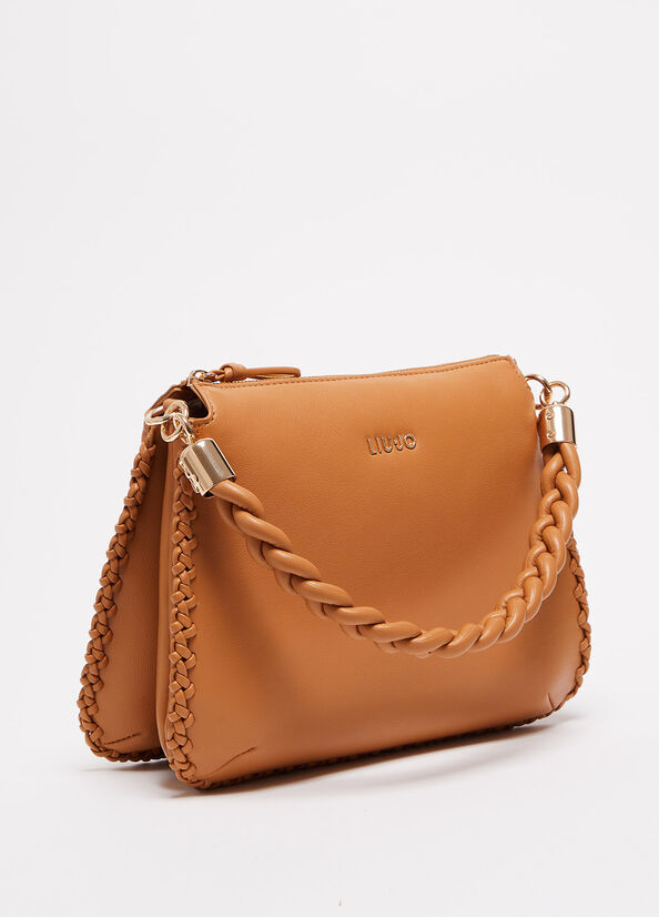 Women's Liu Jo With Logo Shoulder Bags Light Brown | PQA-946580