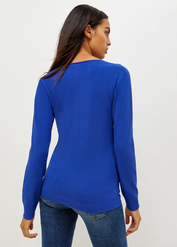 Women's Liu Jo With Logo Sweaters Blue | WSP-598124