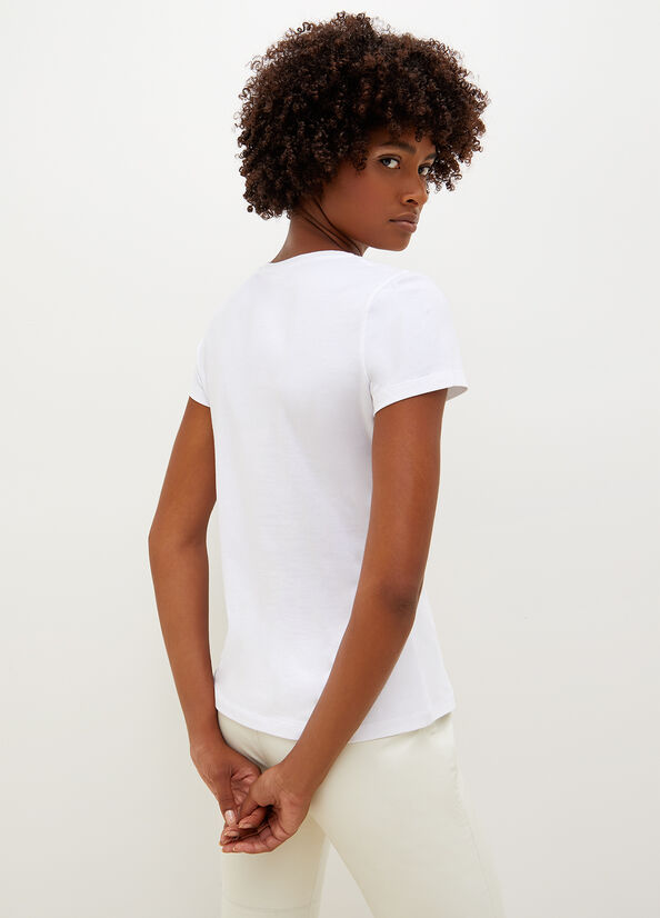 Women's Liu Jo With Logo T Shirts White | COK-138795