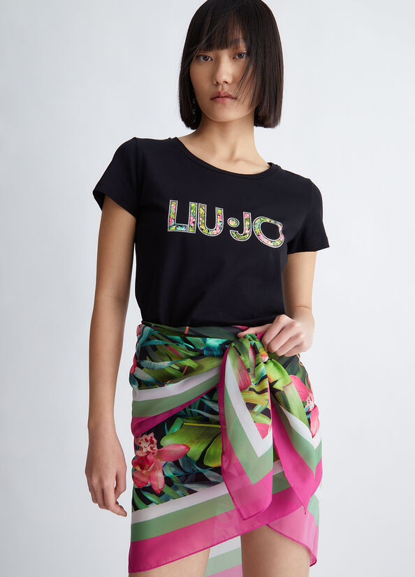 Women\'s Liu Jo With Logo Tops Black | ODP-613790