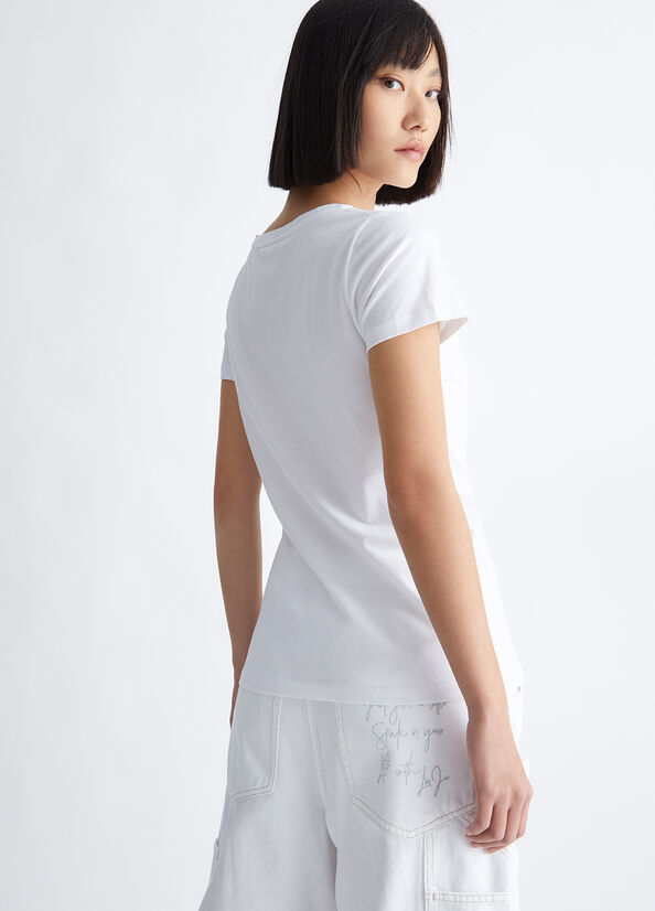 Women's Liu Jo With Logo Tops White | UIM-085639