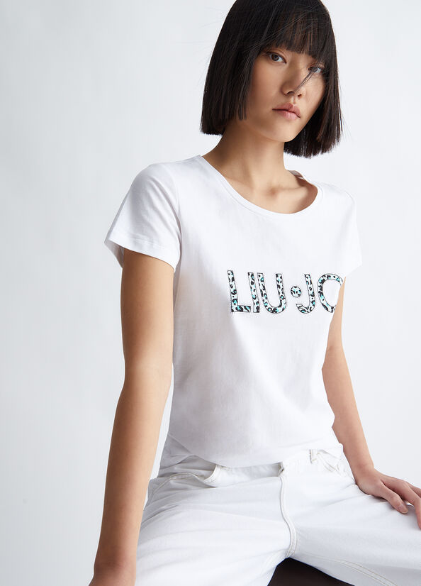 Women's Liu Jo With Logo Tops White | UIM-085639